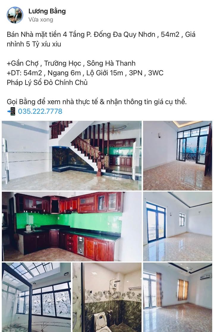 Nhà mặt tiền 4 tầng Đống Đa Quy Nhơn 54m² giá 5 tỷ - Đầu tư sinh lời!