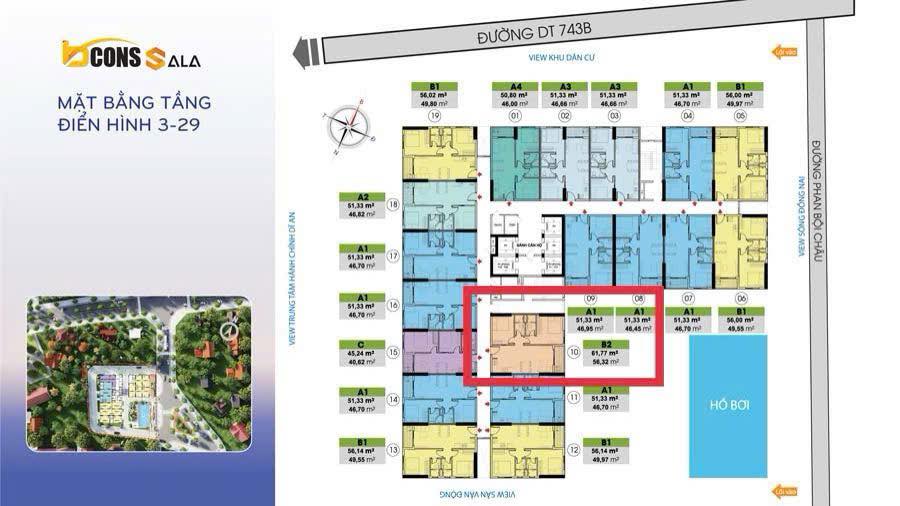 Căn hộ Bcons Sala Dĩ An 51m² giá 1.72 tỷ - Sổ hồng chính chủ sẵn sàng giao dịch!