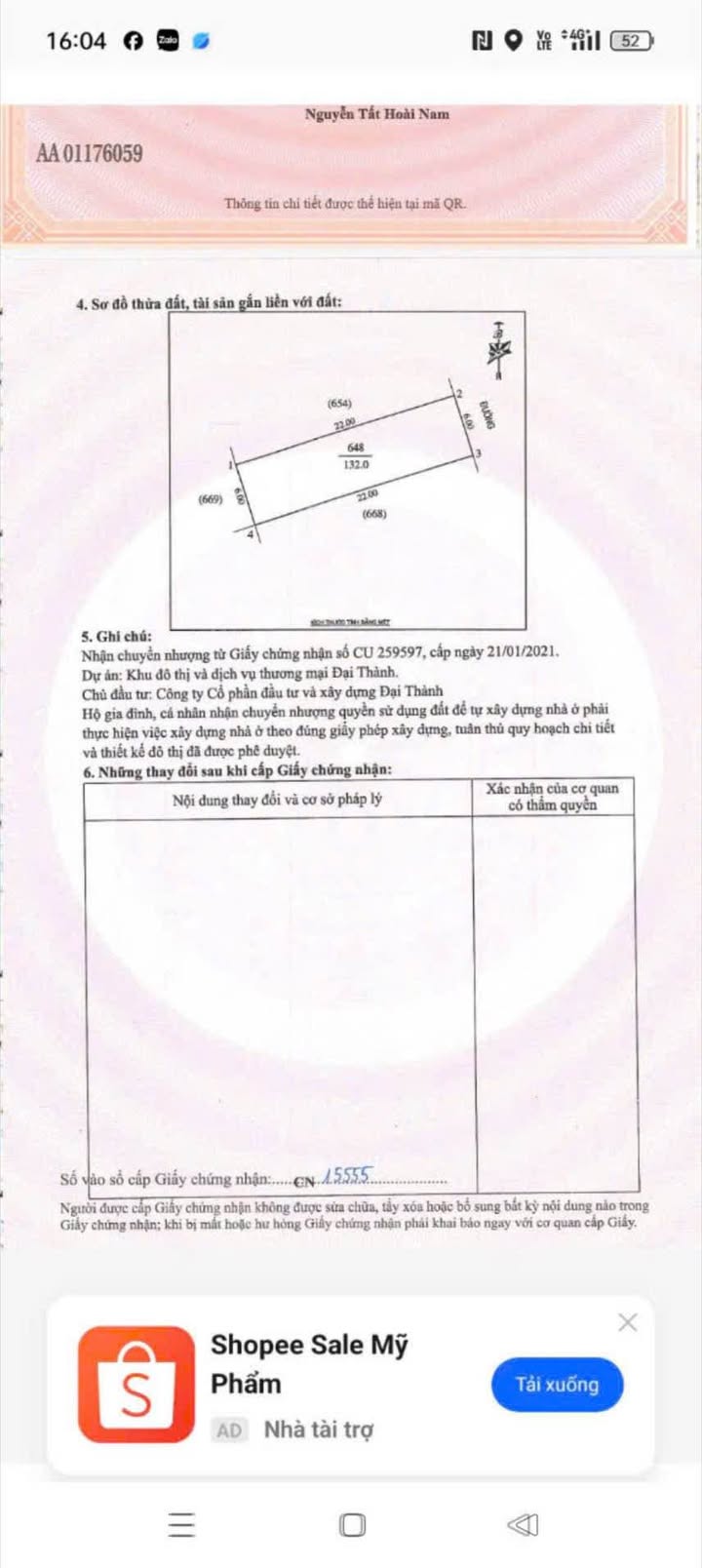 Đất nền khu đô thị Đại Thành, Nghi Kim, Vinh 285m² giá 8.55 tỷ - Sẵn sàng đầu tư!