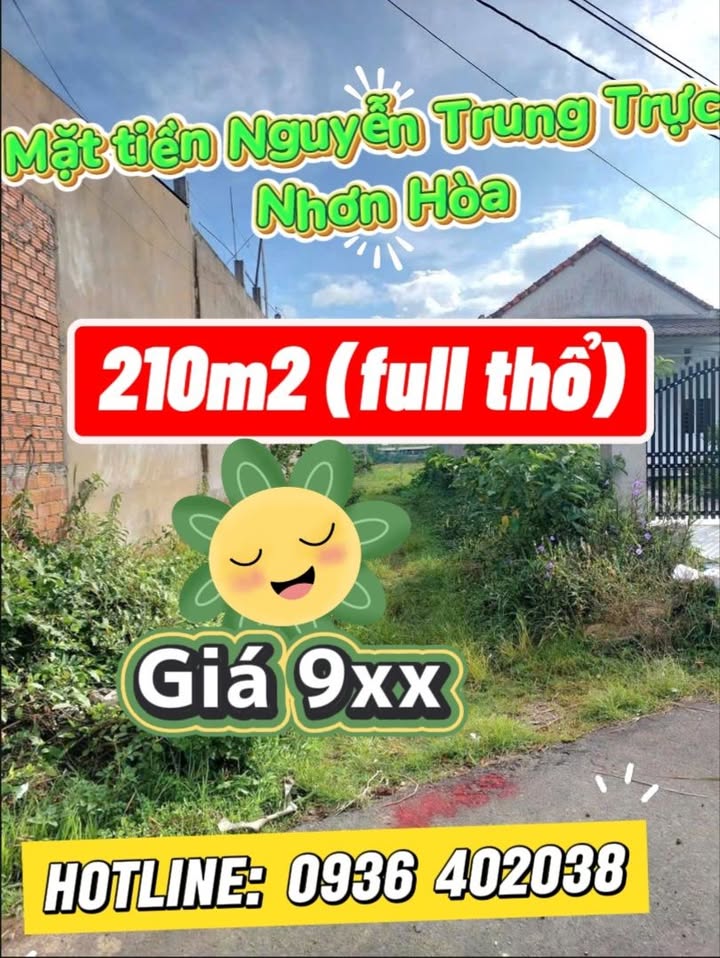 Đất nền mặt tiền đường Nguyễn Trung Trực, An Nhơn 210m² - Sở hữu ngay với giá tốt!