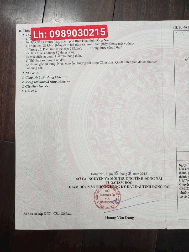 Đất nền 268m² tại phường Phước Tân, huyện Long Thành - Giá chỉ 2 tỷ VND!