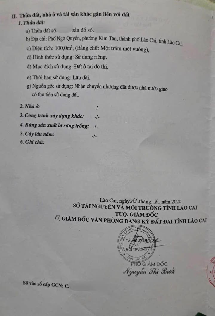 Đất nền Lào Cai 100m² giá 4.5 tỷ - Nhà cấp 4 ngay gần quảng trường!