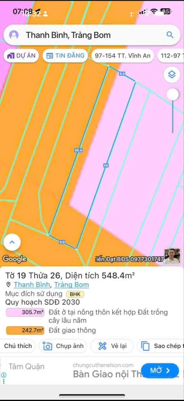 Đất mặt tiền đường 762 Trảng Bom Đồng Nai 544.5m² giá 2.4 tỷ - Đầu tư sinh lời ngay!