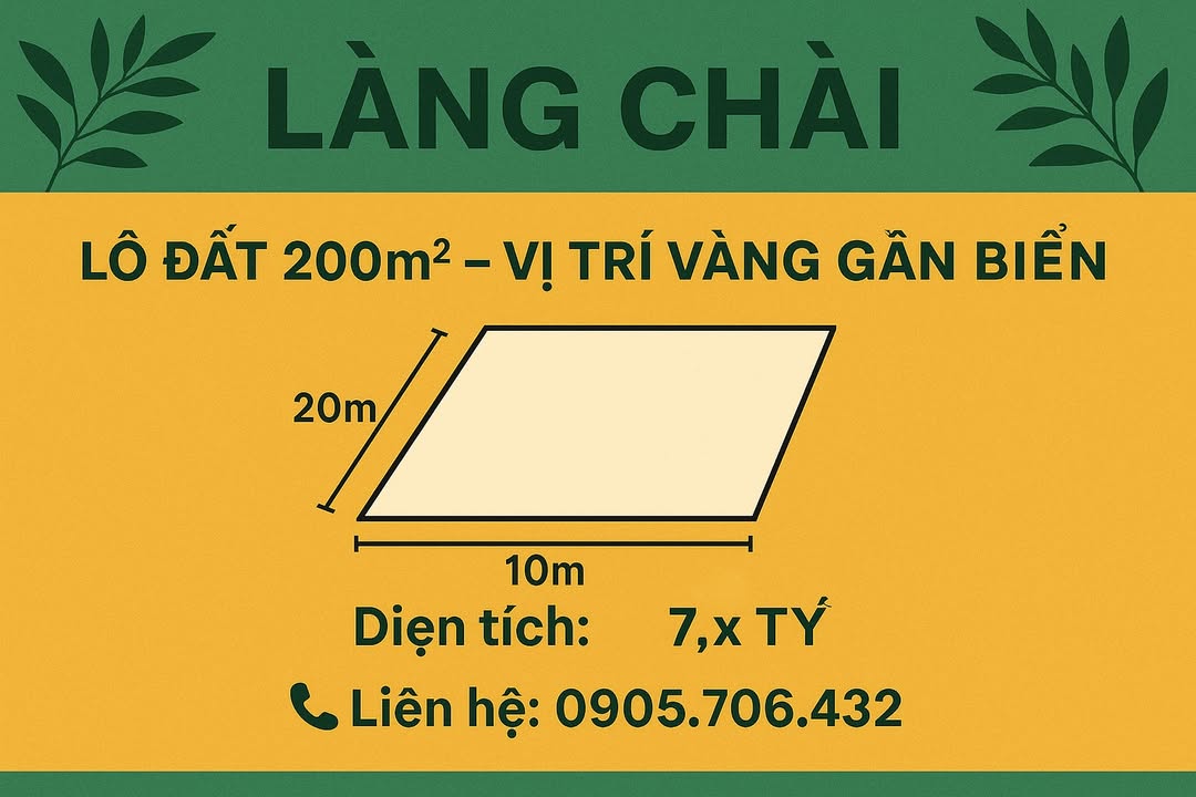 Đất nền Làng Chài An Bàng 200m² giá 7 tỷ - Vị trí vàng gần biển