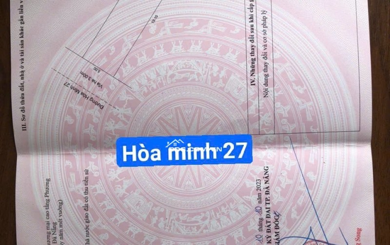 Bán đất đường Hòa Minh 27, Q Liên Chiểu, Đà Nẵng 95,5m² - Vị trí vừa ở vừa kinh doanh lý tưởng!