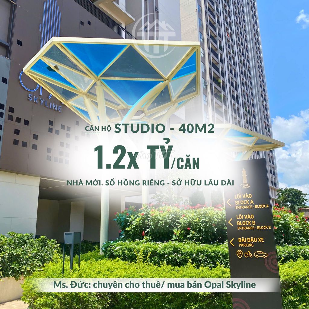 Căn hộ Studio Opal Skyline 40m² giá 1.2 tỷ - Hướng Tây Bắc, view Sông SG đẹp mắt!