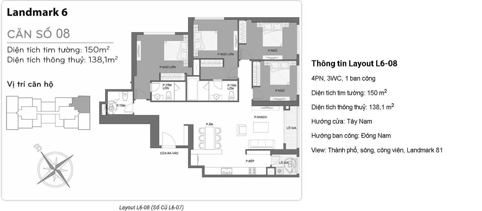 Căn hộ 4 phòng ngủ Landmark 81, Bình Thạnh, 150m² giá 24.5 tỷ - View sông tuyệt đẹp!