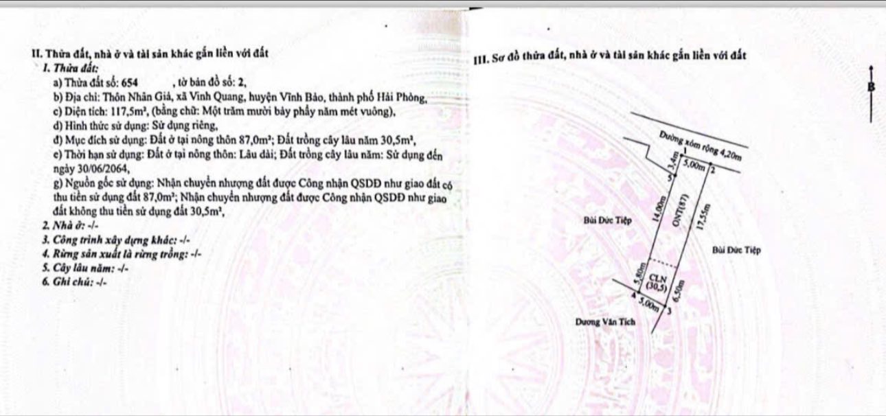 Đất nền Vĩnh Quang, Vĩnh Bảo, Hải Phòng 117m² giá thỏa thuận - Đường thông tiện ích đầy đủ!