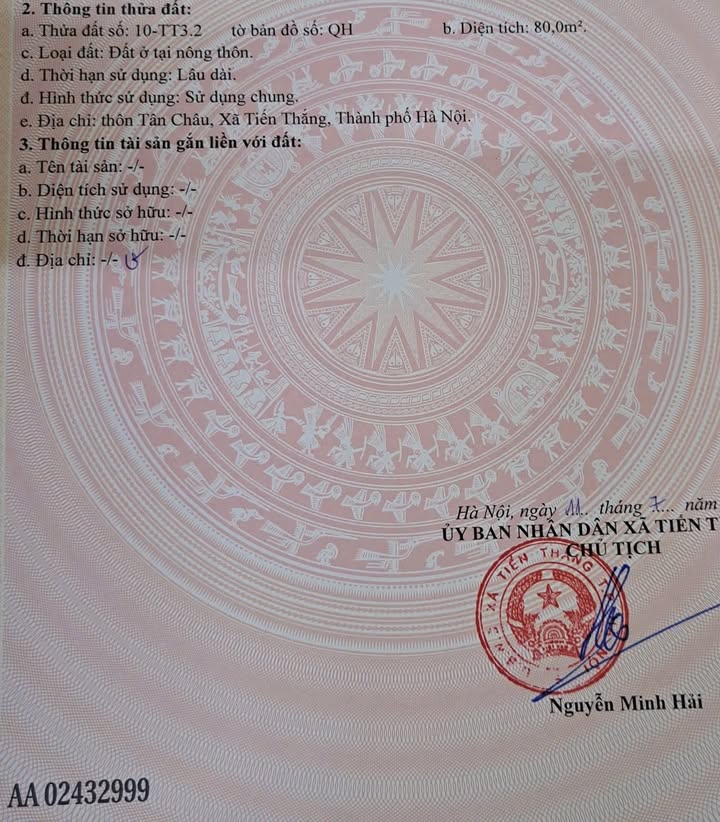 Đất nền 80m² tại Tân Châu, Tiến Thắng, Mê Linh - Giá chỉ từ 5 tỷ!