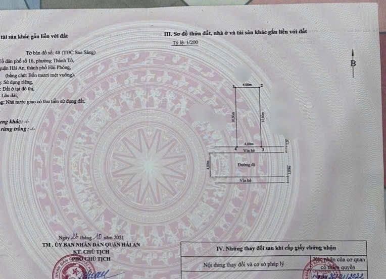 Bán đất TĐC Sao Sáng, Thành Tô, Hải An - 40m² - Sổ đỏ chính chủ, giá chỉ 900 triệu!
