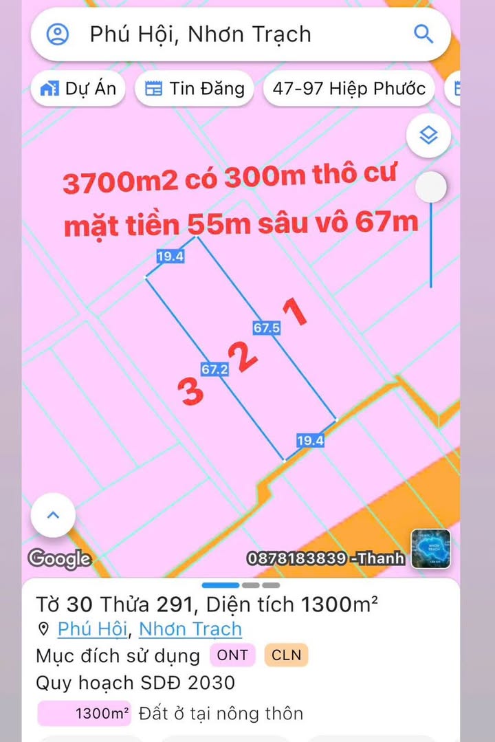 Đất nền Phú Hội Nhơn Trạch 3700m² giá 24.05 tỷ - Đầu tư lý tưởng cho biệt thự nghỉ dưỡng!