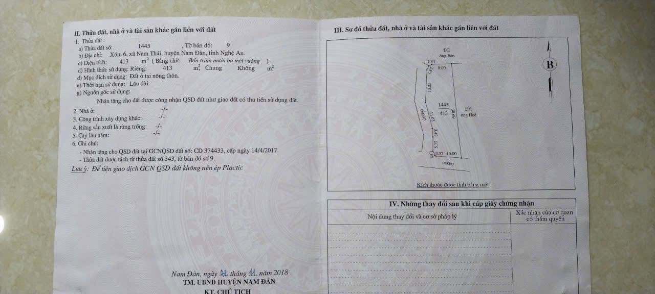 Đất nền Hồng Tân, xã Nam Thái 413m² - Đối diện nhà văn hóa, giá thỏa thuận!