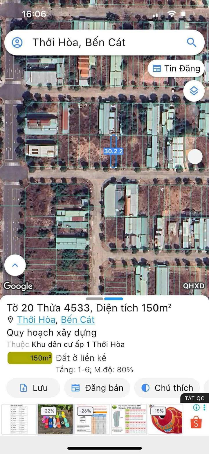 Đất nền chính chủ 150m² đường Ni15, Bến Cát - Giá chỉ 1.7 tỷ!