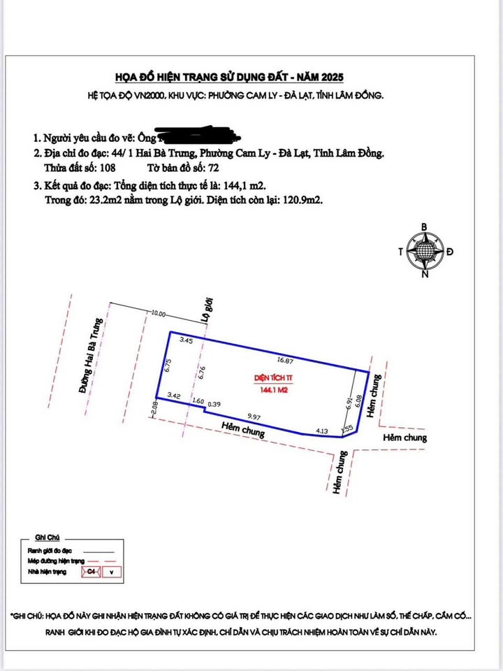 Bán FrontHouse 3 mặt tiền đường Hai Bà Trưng, Đà Lạt 120m² giá 22 tỷ - Cơ hội đầu tư tuyệt vời!