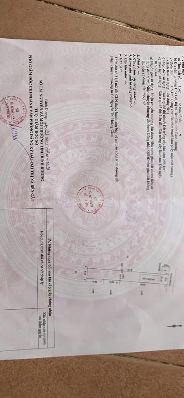 Đất Hòa Lợi Bến Cát 300m² giá 1.9 tỷ - Đầu tư sinh lời tốt!