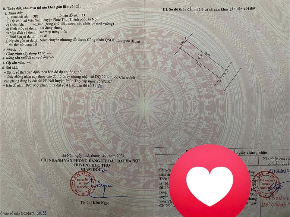 Đất Vân Nam - Phúc Thọ 76m² giá chỉ 2 tỷ - Đầu tư ngay!