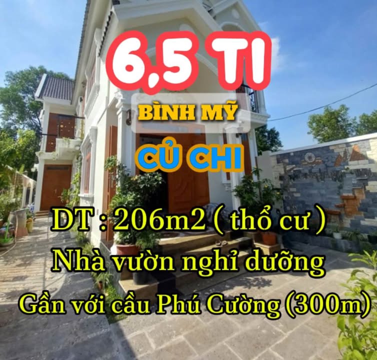 Nhà vườn biệt thự Củ Chi 205m² giá 6.5 tỷ - Vị trí nghỉ dưỡng lý tưởng!