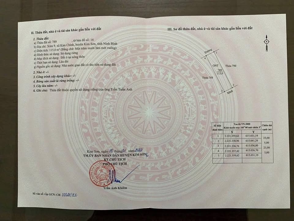 Đất nền 115m² tại Phát Diệm, Ninh Bình - Sổ hồng chính chủ, giá 1 tỷ!