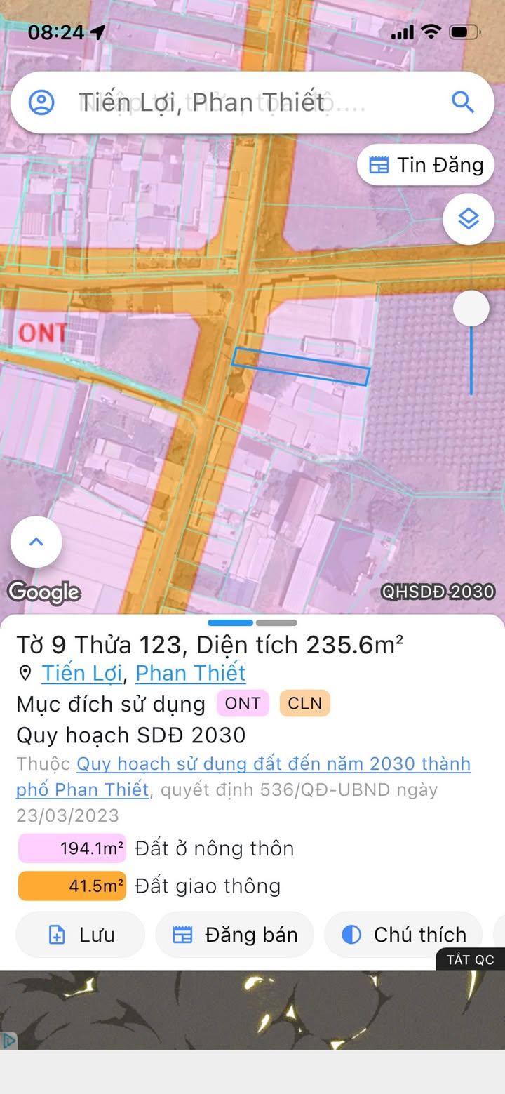 Đất nền Tiến Lợi, Phan Thiết 236m² giá 1.75 tỷ - Địa điểm lý tưởng cho kinh doanh!