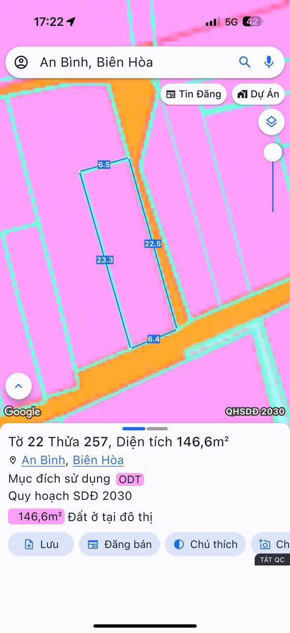 Đất thổ cư phường An Bình Biên Hòa 147.2m² giá 3 tỷ - Vị trí đắc địa gần chợ!