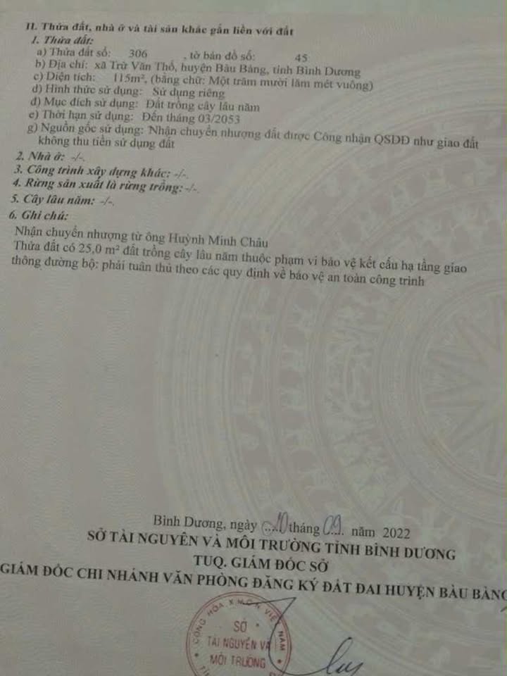 Đất thổ cư chính chủ gần đường Thiếu Niên 3, xã Trừ Văn Thố, 115m² - Giá chỉ 470 triệu!