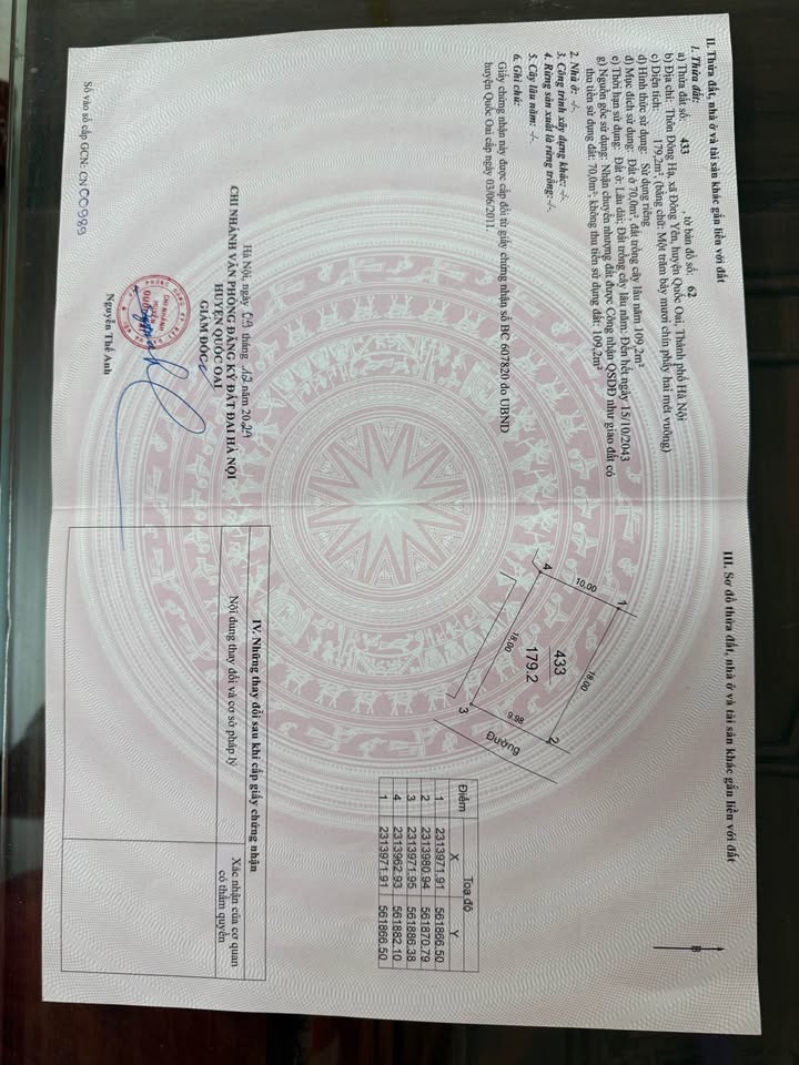 Đất nền thôn Đông Hạ, xã Phú Cát, 179m² giá 4.5 tỷ - Sổ đỏ chính chủ, công chứng ngay!