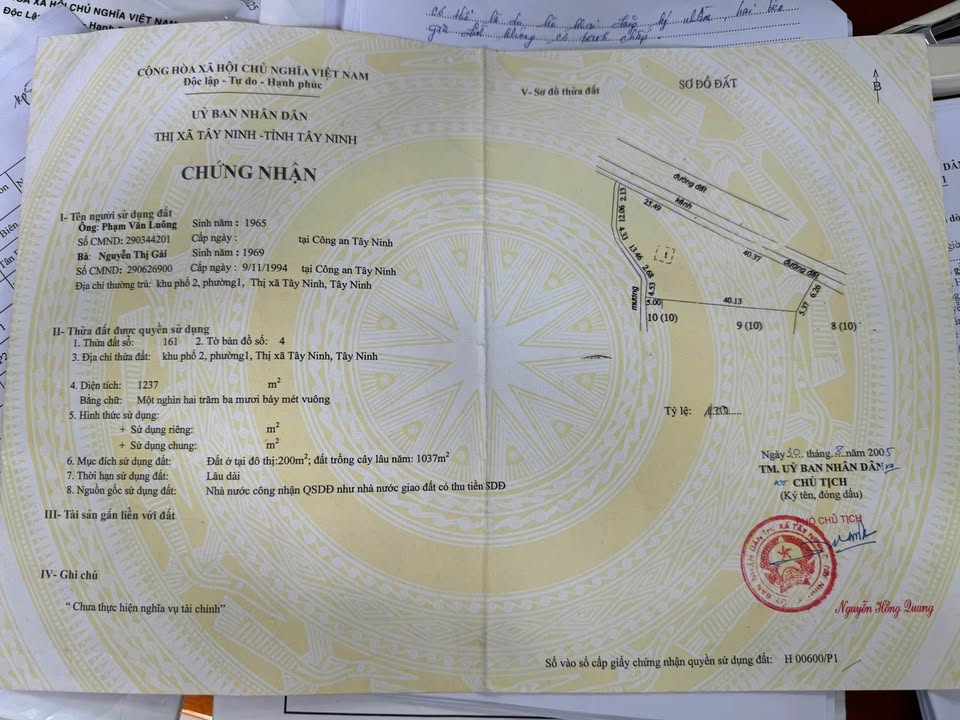 Đất vườn chính chủ Khu phố 2, Tây Ninh 1237m² - Tiềm năng phát triển lớn!