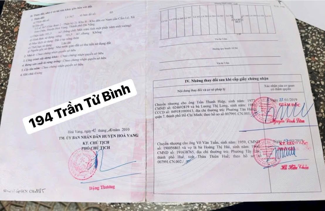 Đất nền Hòa Xuân, Cẩm Lệ 100m² giá 4.95 tỷ - Hướng Nam, đường 10.5m!