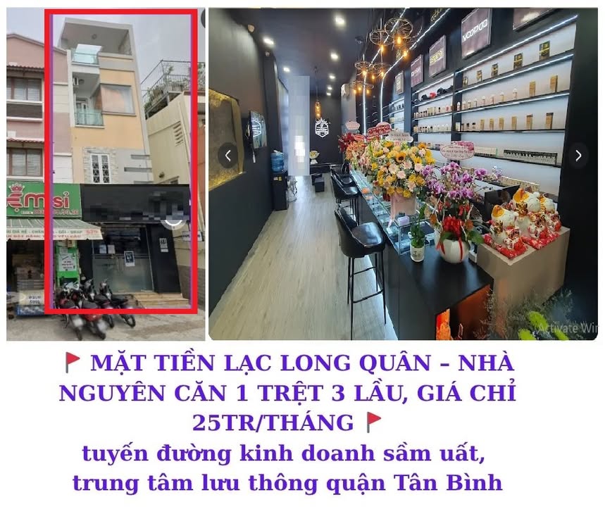 Cho thuê nhà mặt tiền Lạc Long Quân, Tân Bình 60m² giá chỉ 25 triệu/tháng - Vị trí đắc địa dành cho kinh doanh!