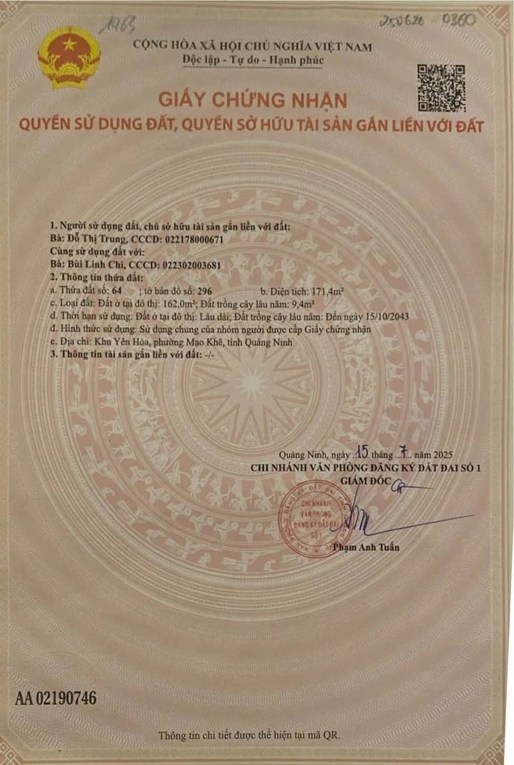 Đất nền Mạo Khê Quảng Ninh 171m² giá 1.714 tỷ - Sổ đỏ chính chủ, đầu tư sinh lời!