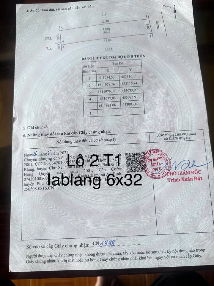 Đất thổ cư xã Ia Blang, huyện Chư Sê 192m² giá 380 triệu - Đường thông thoáng, đông dân cư!