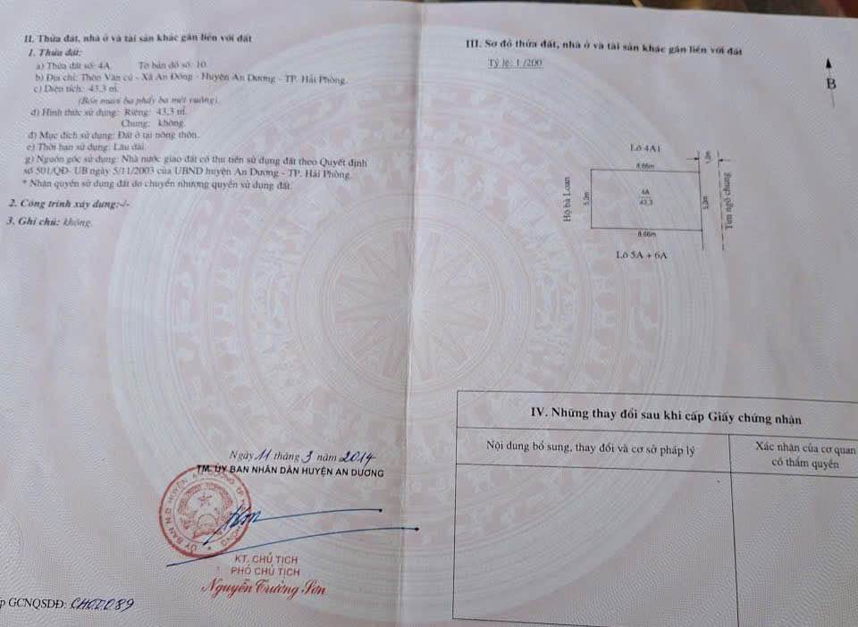 Đất nền An Đồng, An Dương 45m² giá 1.3 tỷ - Sổ đỏ chính chủ, vị trí thuận lợi!