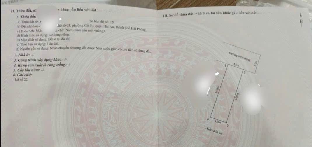 Đất phân lô đường Cát Bi Hải Phòng 56m² giá 3,9 tỷ - Phong thủy đẹp, ô tô vào tận nơi!