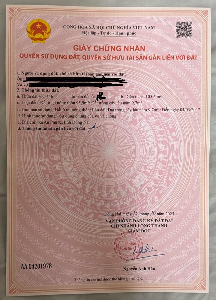 Đất nền 92m² tại khu phố 5 An Phước, giá chỉ 1.7 tỷ - Cơ hội đầu tư sinh lời!