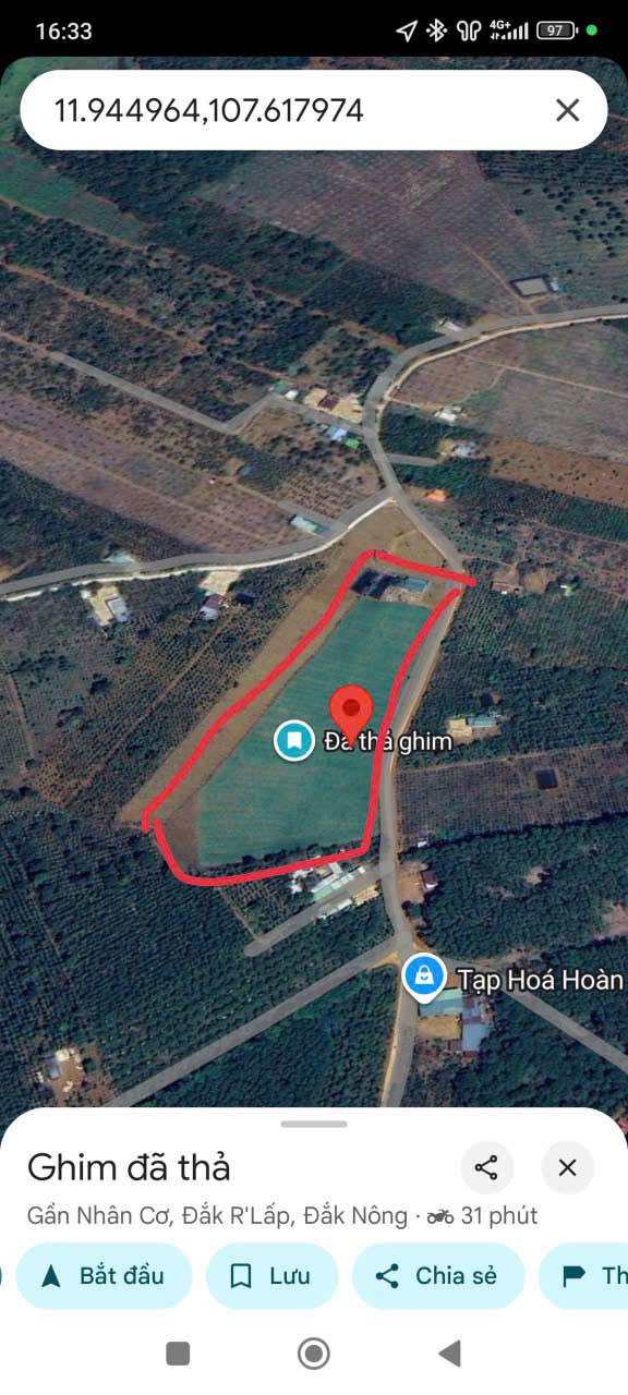 Đất nền Nhân Cơ 19938m² giá 4.5 tỷ - Đường bê tông 215m, đầu tư sinh lời!