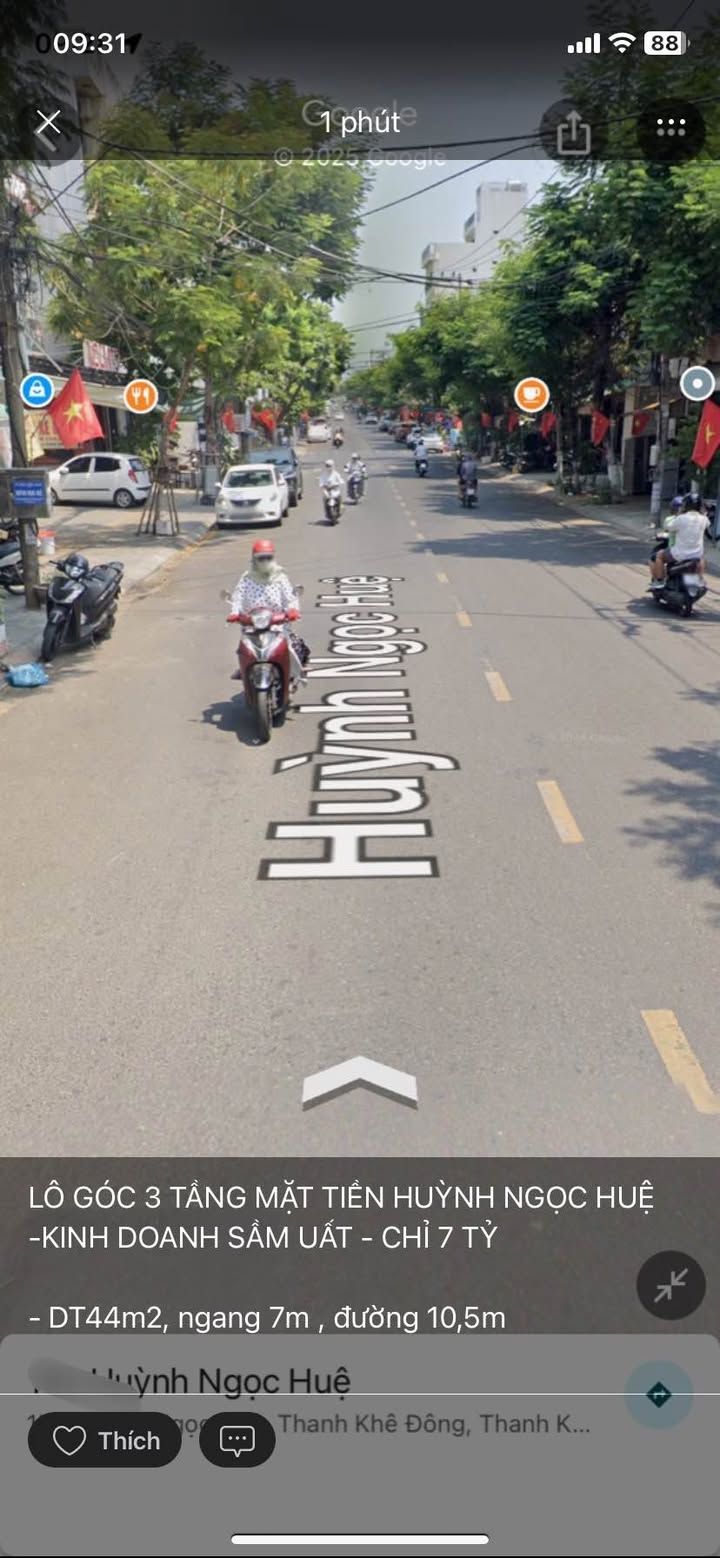 Lô góc 3 tầng mặt tiền Huỳnh Ngọc Huệ 44m² giá 7 tỷ - Kinh doanh sầm uất!