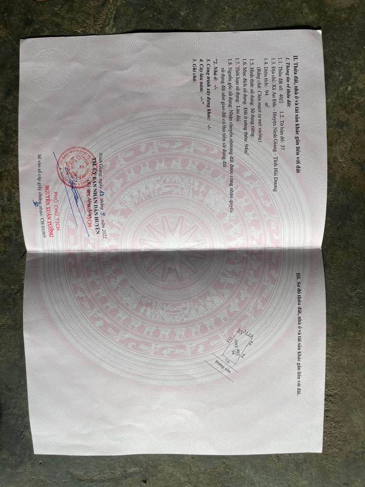 Đất nền thôn Kim Chuế, xã An Đức, Ninh Giang 94m² giá 1.1 tỷ - Sổ đỏ chính chủ