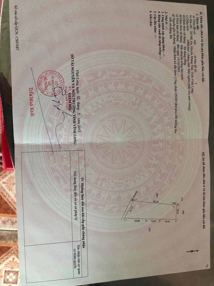 Đất vườn tại xã Mỹ An, huyện Mang Thít, 1000m² giá 800 triệu - Đầu tư sinh lời ngay!