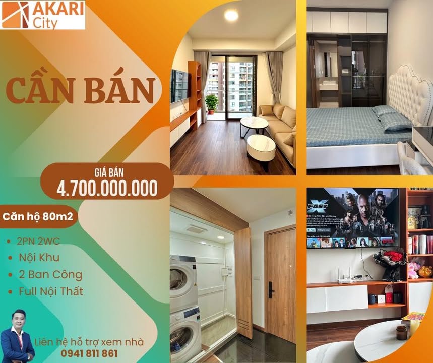 Căn hộ Akari City Bình Tân 80m² giá 4.7 tỷ - Full nội thất cao cấp!