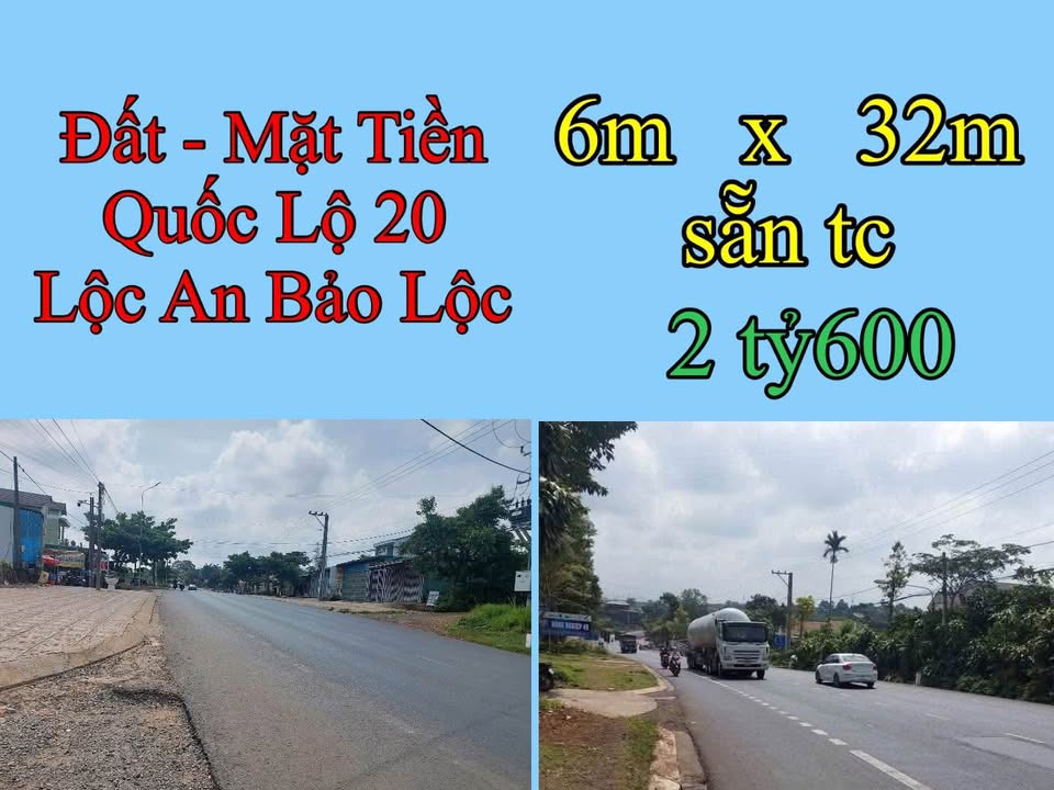 Đất mặt tiền Quốc Lộ 20 Lộc An 192m² giá 2.6 tỷ - Cơ hội kinh doanh tuyệt vời!