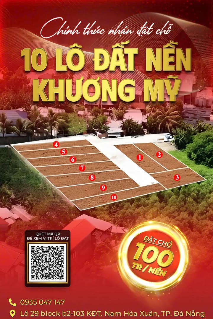 Đất nền Khu đô thị Nam Hoà Xuân Đà Nẵng 120m² giá 900 triệu - Cơ hội đầu tư hấp dẫn!