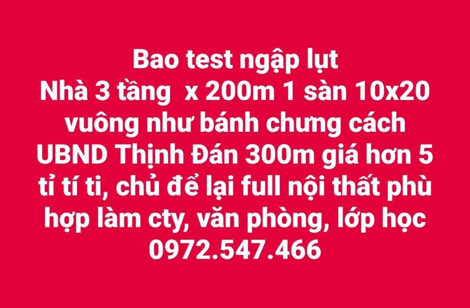 Nhà 3 tầng Thịnh Đán 600m² giá 5 tỷ - Full nội thất, vị trí đẹp cho công ty!