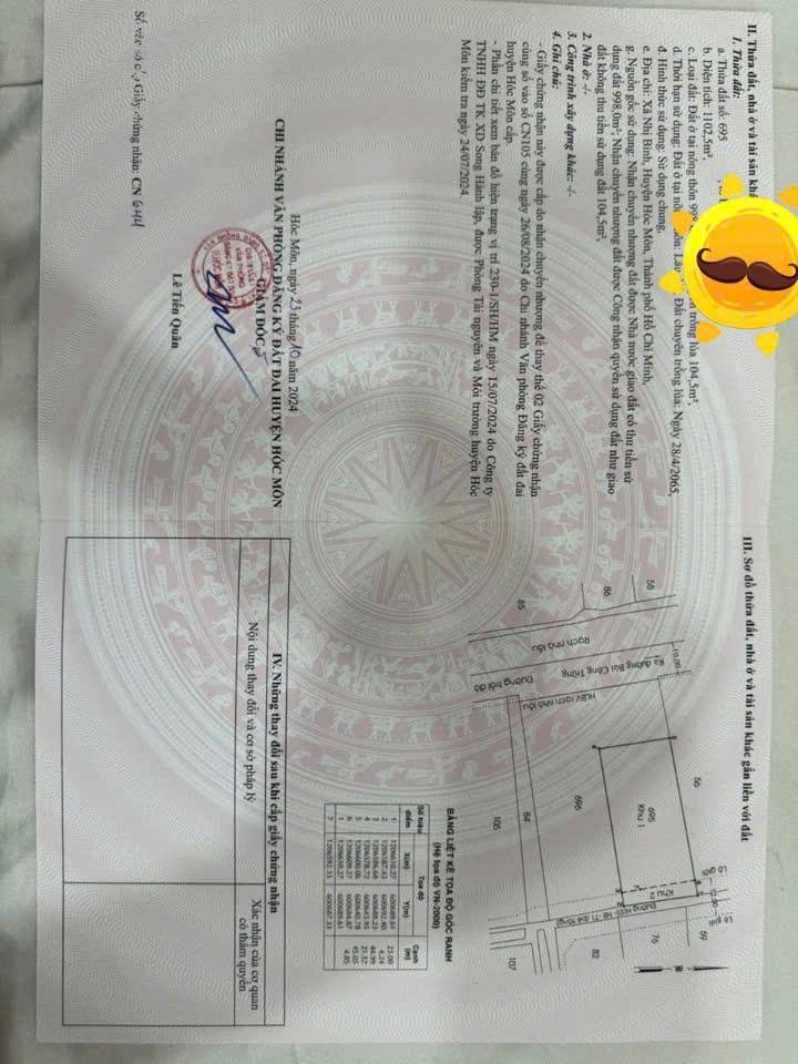 Đất nền xã Nhị Bình Hóc Môn 1102.5m² giá 20 tỷ - Cần bán gấp!