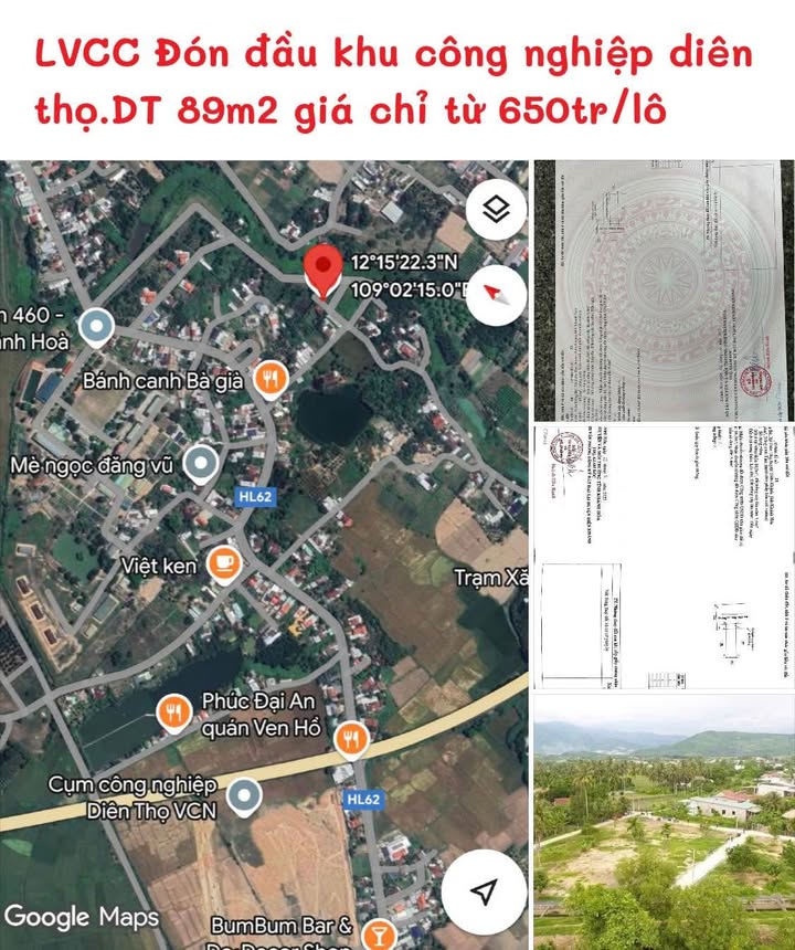 Đất nền Diên Thọ, Diên Khánh, Khánh Hòa 89m² giá 650 triệu - Sổ đỏ chính chủ, đầu tư sinh lời!