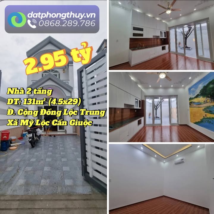 Nhà 2 tầng mặt tiền đường Cộng Đồng Lộc Trung, xã Mỹ Lộc, 131m² giá 2.95 tỷ - Sẵn sàng vào ở ngay!