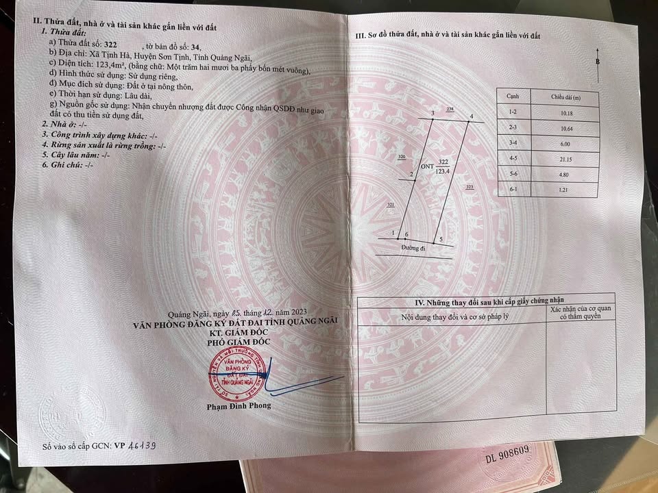 Đất ở Tịnh Hà, Sơn Tịnh 126m² giá chỉ 400 triệu - Hướng Nam, gần chợ