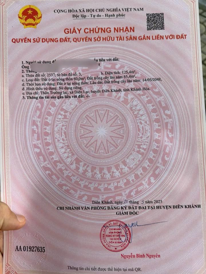 Đất thổ cư Diên Lạc 125,4m² giá 890 triệu - Đầu tư sinh lời ngay!