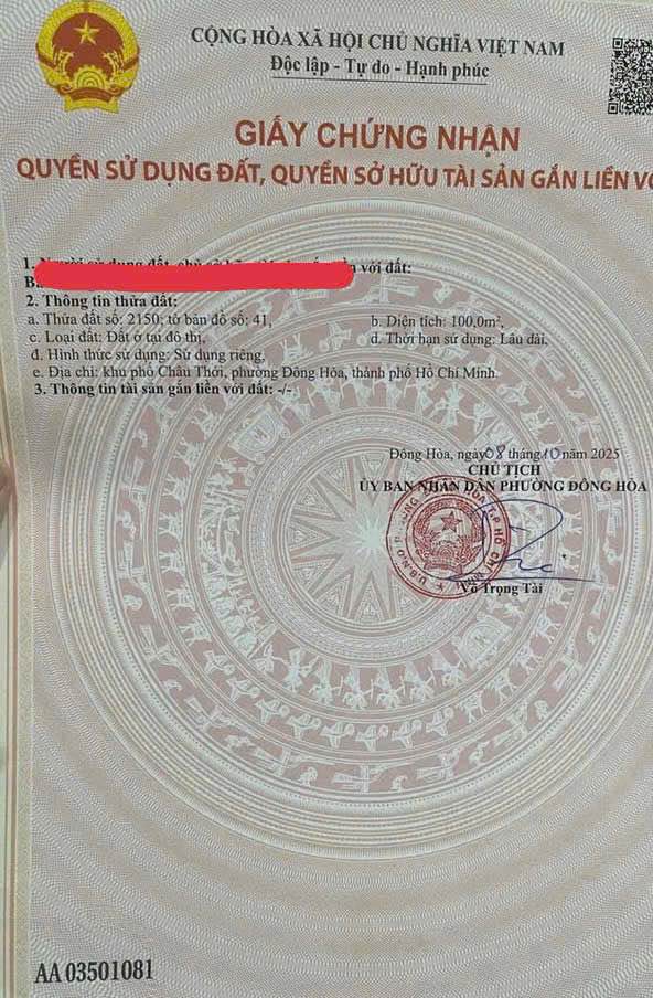 Đất mặt tiền Quốc lộ 1K Dĩ An 100m² giá 4.8 tỷ - Cơ hội đầu tư hấp dẫn!