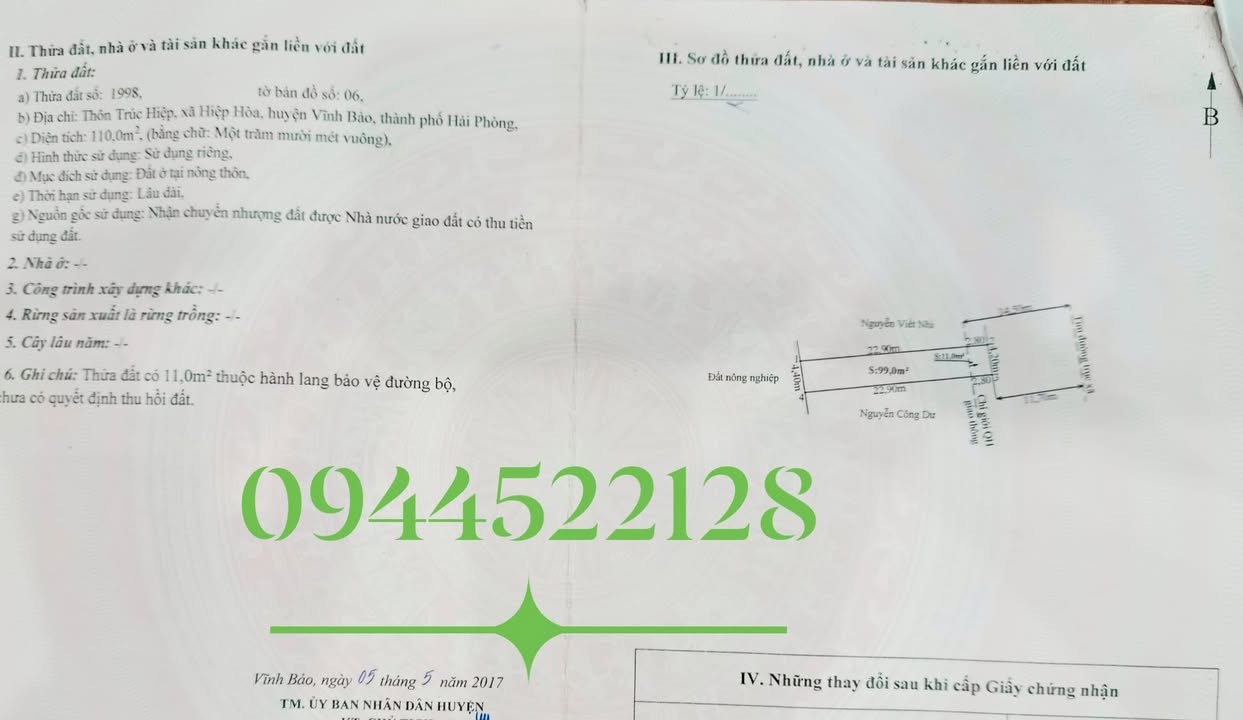 Đất mặt đường trục xã Vĩnh Hòa 110m² giá 2 tỷ - Cơ hội đầu tư hấp dẫn!