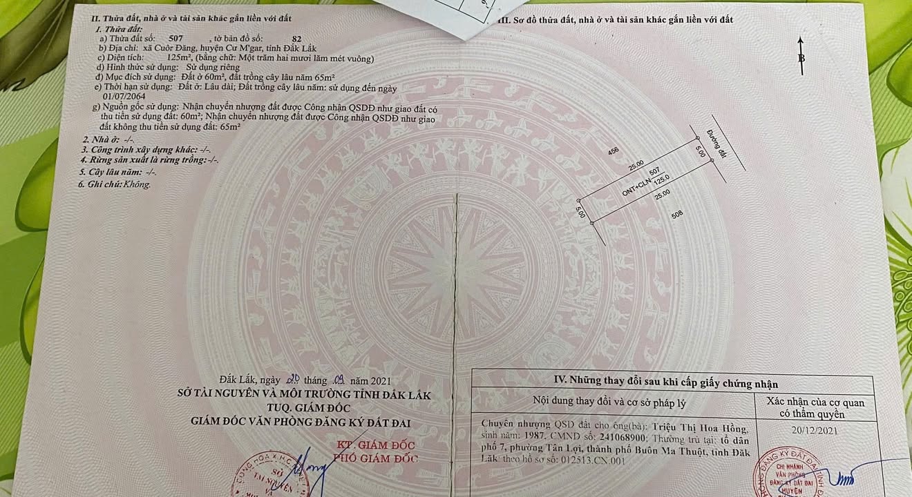 Đất nền xã Cuôr Đăng, Cư M'gar, Đắk Lắk 125m² - Sổ đỏ chính chủ, giá tốt!